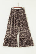 Brown Camo Print Wide Leg Casual Pants